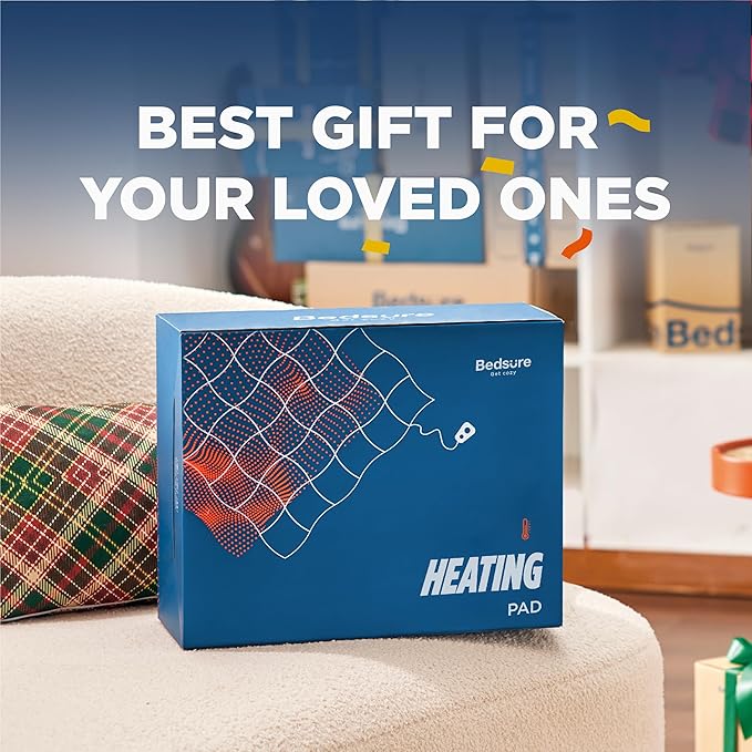 Bedsure Heating Pad for Neck and Shoulders - Birthday Gifts for Women Men Mom Mens, FSA Eligible Items, Heated Pad 2.2lbs, Large Heated Wrap, 24" x 22", Grey