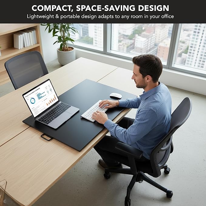 Mount-It! Standing Desk Converter, Sit Stand Desk Riser with Gas Spring, Ergonomic Height Adjustable Desktop Platform, Collapsible Slim Profile, Preassembled Workstation for Home & Office, Black