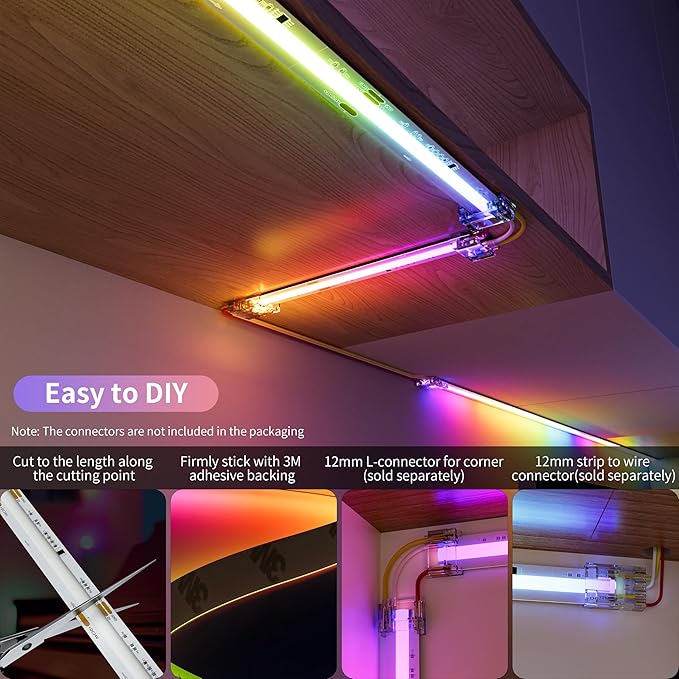 PAUTIX RGB Smart IC COB LED Strip Lights,6.56ft/2m Addressable UL-Listed 24V Chasing Color Flexible Tape Light Multicolor,Work with Alexa/Google Assistant,for Cabinet,TV,Bedroom,Party DIY Decoration