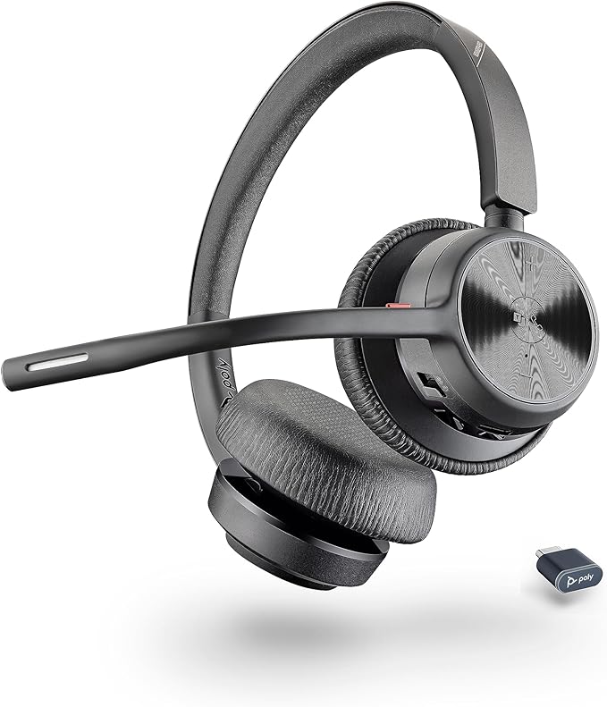 Poly Voyager 4320 UC Wireless Headset, Bluetooth Headphones with Mic - Noise-Canceling Boom Mic - Connect to PC via USB-C to USB-A Adapter, Cell Phone via Bluetooth - Microsoft Teams Certified