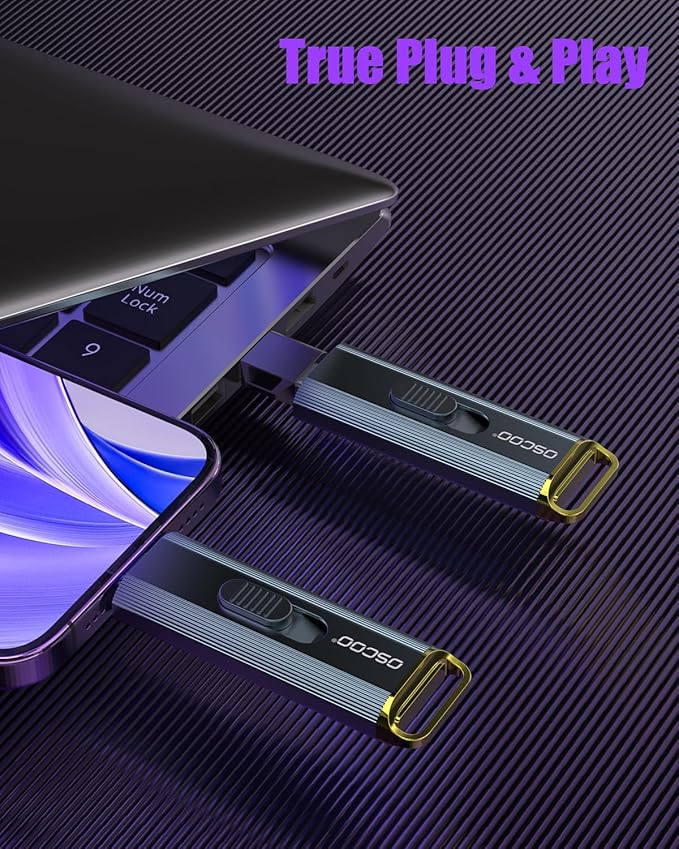 2TB Portable SSD, Up to 2100MB/s, USB 3.2 Gen 2 External Solid State Drive, Dual USB-C & USB-A Adapter, Retractable Design, Compatible with iPhone 15/16/17, Android, Mac & Windows