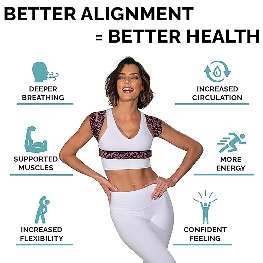 BackEmbrace Posture Corrector for Women and Men - Made in USA - Slim and Adjustable Shoulder Brace - Back Brace for Back Pain Relief - Pink Pebble M/L