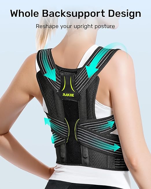 Posture Corrector for Women and Men, Upgraded Back Brace with Enhanced Support, Shoulder Straightener with Cushioned Shoulder Pads & Underarm Strap, Yellow Size M (Upper Waist: 35.4"-41.3")