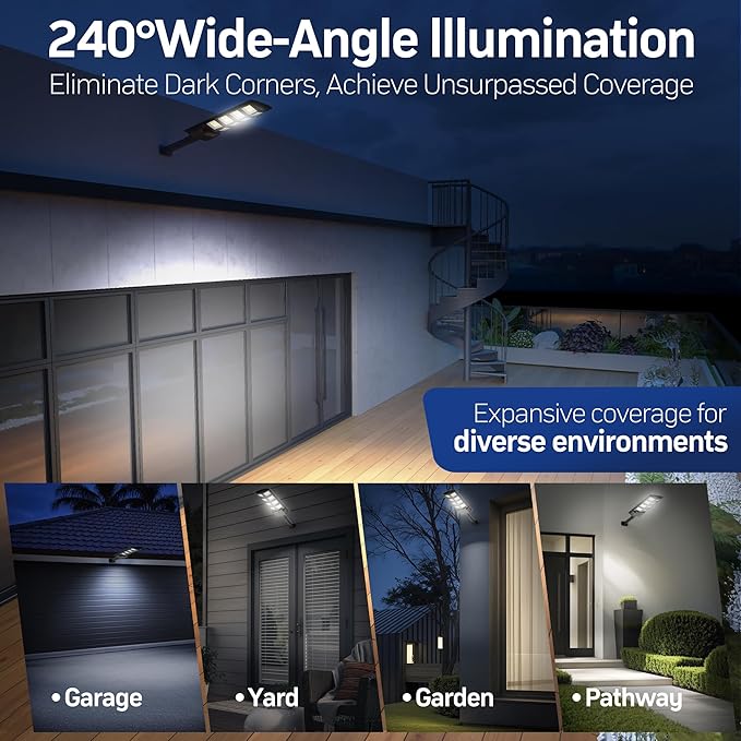 Outdoor Solar Lights, Dusk to Dawn Motion Sensor Waterproof LED Outside Flood Powered Street Lighting, Bright Wall Patio Flag Lights for Garden Yard Garage with Remote -2 Pack