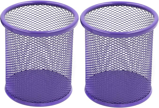 EasyPAG Purple Pen Holder for Desk 2 Pack Metal Pen Holder Organizer Pencil Cup Holder for Home, Office, Classroom, School