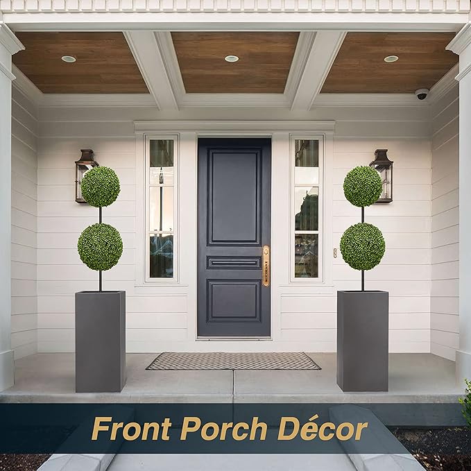 Metallic Heavy Tall Outdoor/Indoor Planter Box, Seamless Metal Planter, Rectangular, 14”Lx14”Wx30”H, 25 Pounds, Dark Gray, No Assembly, 1 Pack