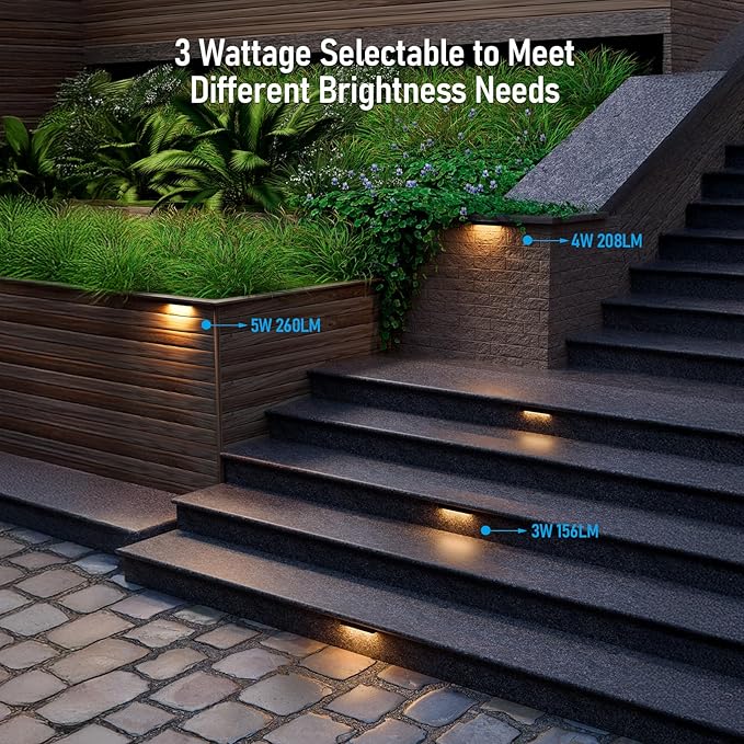 LEONLITE 8-Pack 7 Inch LED Hardscape Lighting, Update Retaining Wall Lights, LED Landscape Lighting, 12-24V AC/DC Paver Light Low Voltage, 3W/4W/5W Dimmable Outdoor Step Lights, 2700K Soft White, ETL