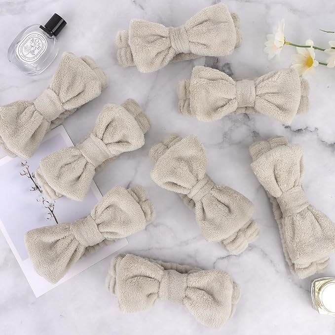 Ondder 8 Pcs Coffee Skincare Headbands Microfiber Hairband for Women Facial, Make Up, Spa, Yoga, Hair Band - 1 Pack of 8 Headbands