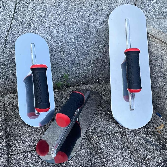 3 Pack Pool Trowels, 0.7mm Thickness Stainless Steel Concrete Tools Set (16”x5" & 14"x4" & 11"x4"), Flat Finishing Cement Drywall Plastering Masonry Construction Hand Kit