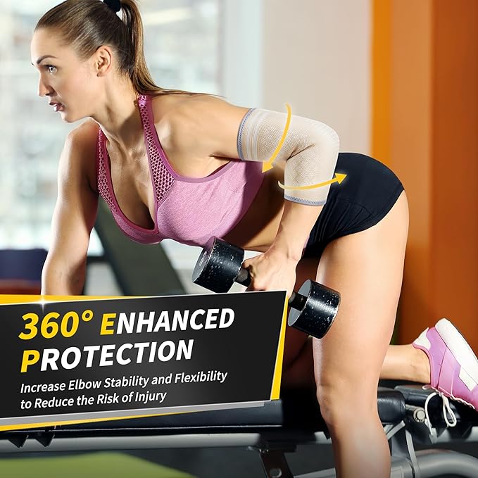 CAMBIVO 2 Pack Elbow Brace for Tendonitis, Tennis Elbow Compression Support Sleeve for Golfers Elbow Pain Relief, Arthritis, Bursitis, Workout, Weightlifting