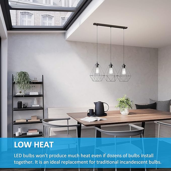 MAXvolador 12-Pack Dimmable Vintage LED Edison Bulb 60W Equivalent, 6W 850Lumens Edison Light Bulbs 5000K, ST58 Antique LED Filament Bulb, E26 Base