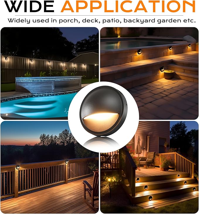 CLOUDY BAY [6 Pack] 3CCT Low Voltage LED Deck Lights Outdoor,2700K/3500K/5000K Selectable,Landscape Step Stair Railing Fence Light Wired,3W,12V-24V AC/DC,Bronze