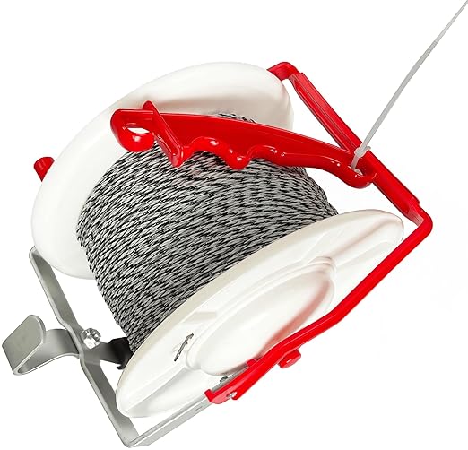 1 Pack 3:1 Geared Electric Fencing Standard Reel with 1969ft Premium Polywire 6 Conductors Plus 1 Free 8 inch Insulgrip