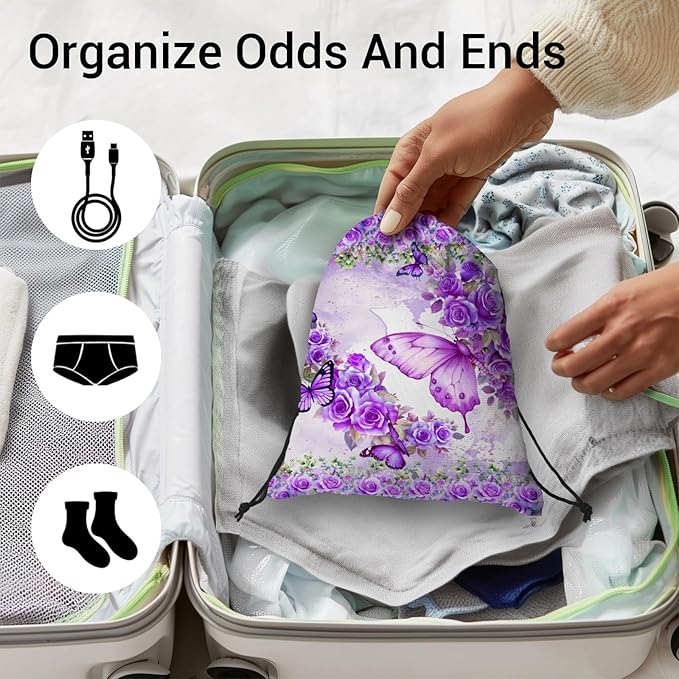 Rose Flower Butterfly Grip Bag for Gymnast Adjustable Women Sports Gymnastics Drawstring Bag