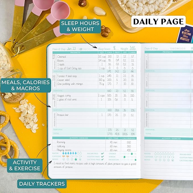 Legend Wellness Planner & Food Journal Pocket – Daily Diet & Health Journal with Weight Loss, Measurement & Exercise Trackers – Lifestyle & Nutrition Diary – Lasts 6 Months, 3.9x6.3″ – Dark Teal