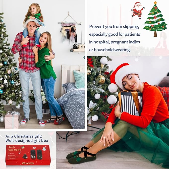 Ozaiic Yoga Socks for Women Non-Slip Grips & Straps, Ideal for Pilates, Pure Barre, Ballet, Dance, Barefoot Workout