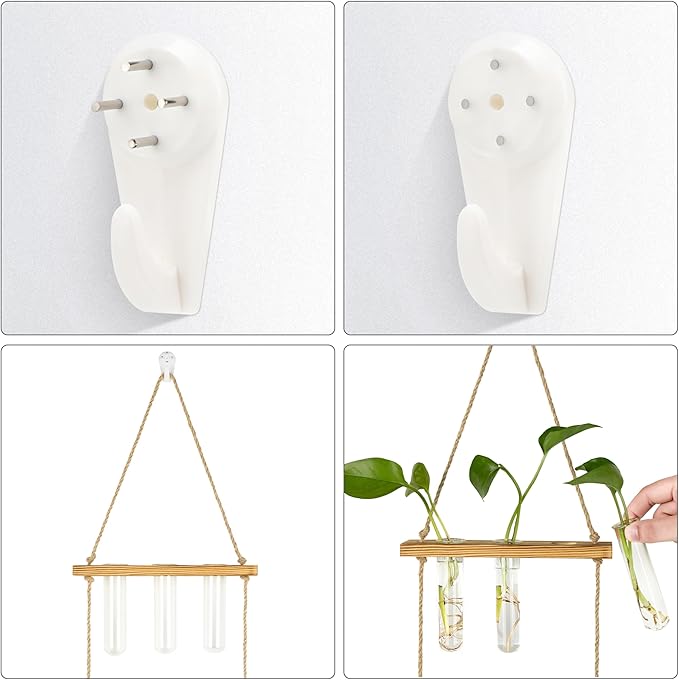 Hyindoor Wall Hanging Propagation Stations 3 Tired Wall Planter Terrarium with Wooden Stand and Glass Test Tubes Plant Hanger Flower Vase for Home Office Wall Decor Hydroponic Cuttings