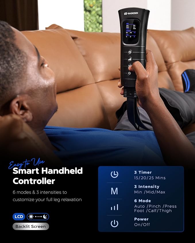 Leg Compression Massager for Circulation and Pain Relief, Leg Recovery Compression System for Fast Recovery of Foot, Calf and Thigh, Relieve Edema, Reduce Muscle Fatigue, Gifts for Women Men