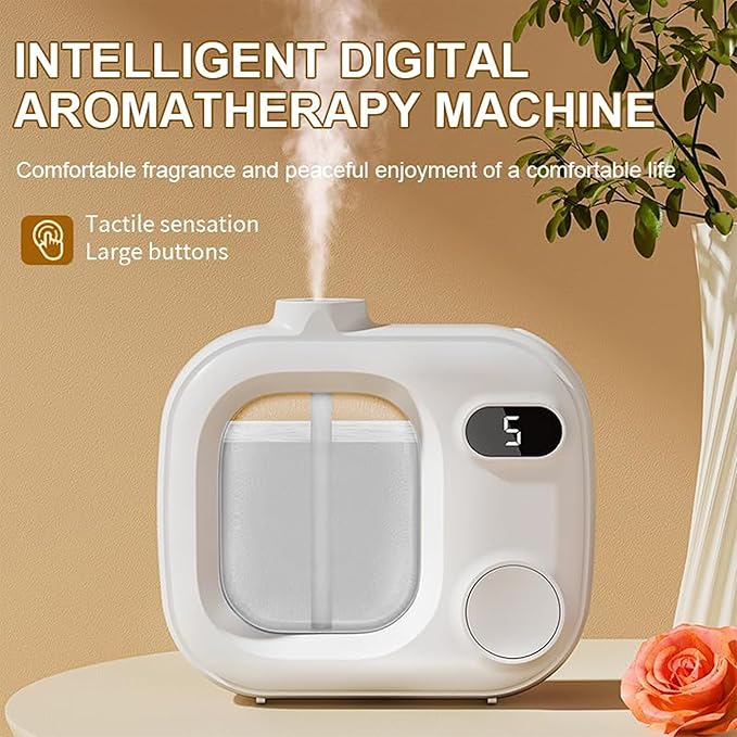 Cute Mini Aromatherapy Diffuser - Ultrasonic Essential Oil Difusor with 5 Mist Levels Smart Scented Cordless Air Fragrance Machine for Home Office Bathroom Hotel and Car White Tea