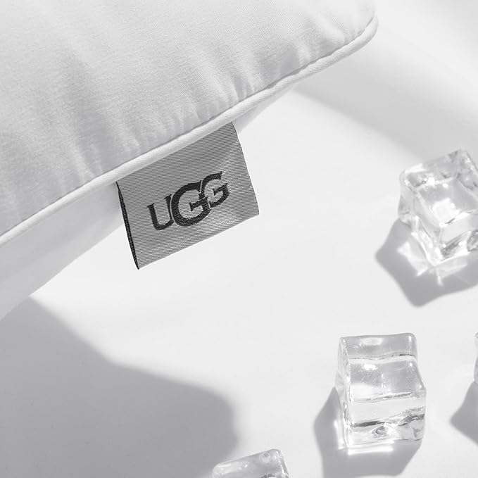 UGG Cooling Pillow Standard Size Pillow, Hotel Style for Stomach, Back or Side Sleepers, Washable Cover Down Alternative for Queen Full or Twin Beds, 20-inch x 28-inch, White
