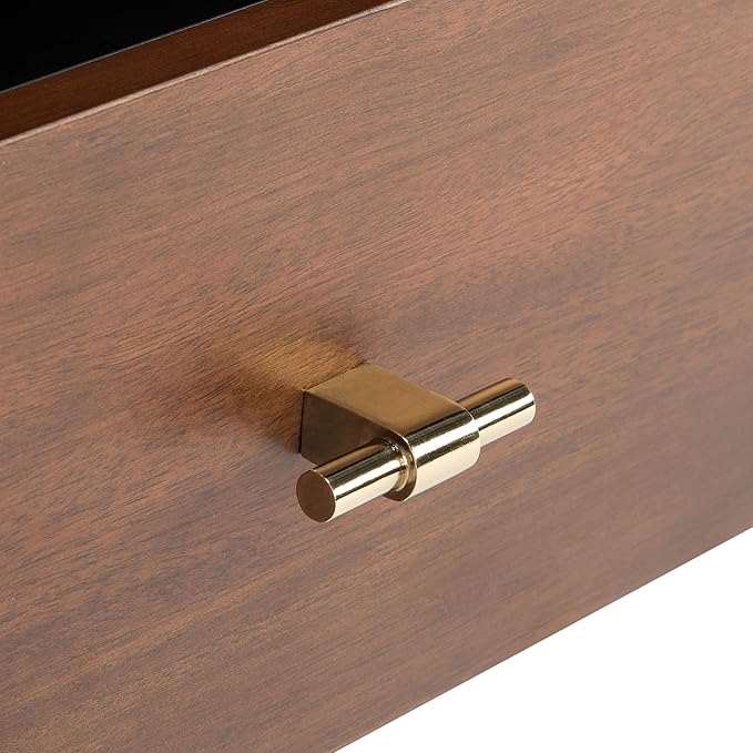 SAFAVIEH Genevieve TV Stand for up to 65" Flatscreen – Black & Walnut Brown Finish, Mid-Century Modern Storage Cabinet, Entertainment Media Console (MED5000F)