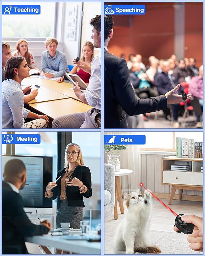 Wireless Finger Ring Presentation Clicker with Laser Pointer & Volume Control - Wearable Slide Advancer Remote for PowerPoint, Mac, Computer, Laptop