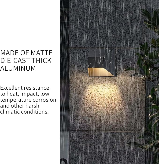 Outdoor Wall Sconce with Integrated LED Light, Waterproof Powder Coating Black, Heavy Duty Metal Anti Exterior Corrosion Wall Light Fixture, Outdoor Porch Light for Front Door, Fence, Garage, 2 Pack