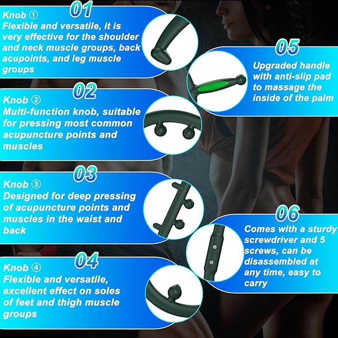 KEINE MARKE Trigger Point Massage Tool, Back Massage Tool, Pressure Point Massage Tool, Handheld Back, Neck, Shoulder, Leg and Feet Massage Hook for Men & Women (Forest Green)