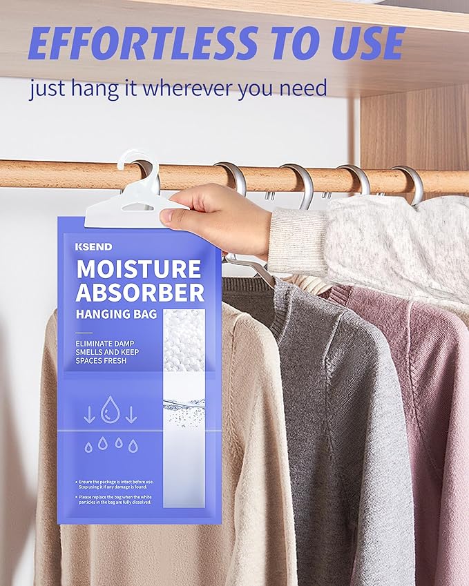 Moisture Absorbers 10 Pack, 9.8 Oz Compact Dehumidifier Bags & Packs, Moisture Hanging Bag, Humidity Absorbers, Closet Deodorizer Against Musty Odors, 11.8'' x 6.3''