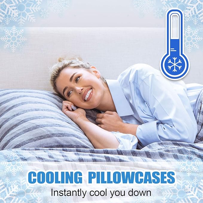 Cooling Pillow Cases Only,Queen Size Set of 2 with Double Sided Cold,Moisture Wicking Pillowcase Covers with Hidden Zipper Japanese Cold Tech Pillow Case Protectors for HotSleepers and NightSweats