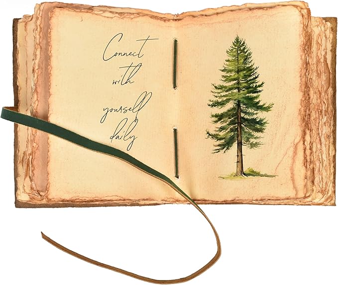 LEATHER VILLAGE Vintage Leather Journal with Psalm 46:10 Bible Verse–13''x8'' Embossed Prayer Study Journal for Women & Men – 200 Pages Handmade Cotton Deckle Edge Watercolor Paper - Green