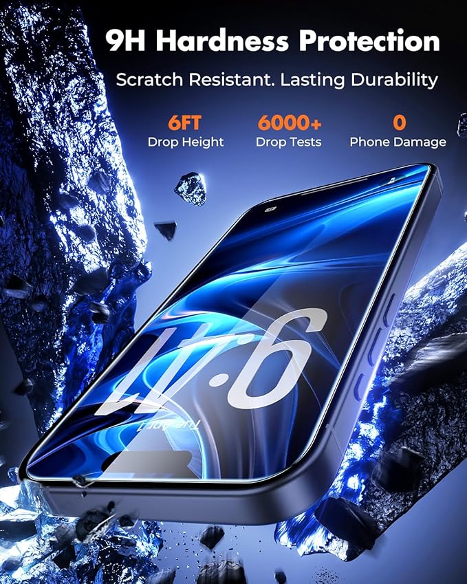 UNBREAKcable 2-Pack Screen Protector for iPhone 17 Pro, Double Shatterproof Tempered Glass [Easy Installation Frame] [9H Hardness] [99.99% HD Clear] [Case Friendly] for Apple iPhone 17 Pro 6.3 inch