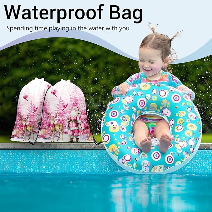 Santa Claus Gymnastics Drawstring Bags Winter Holiday Women Athlete String Bag for Holding