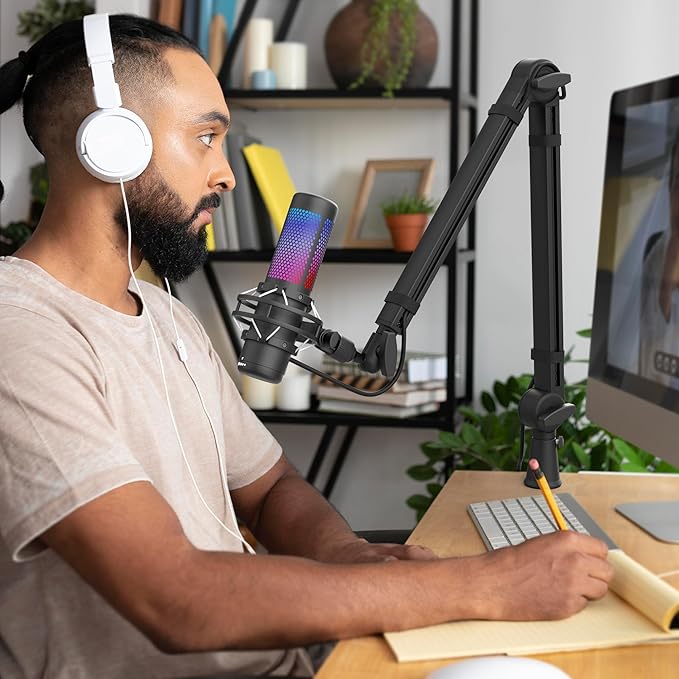 Mic Arm, Premium Microphone Boom Arm with Cable Management, 360°Rotatable Boom Arm, Mic Boom Arm for Streaming, Gaming, Podcasts, Home Office, Recording