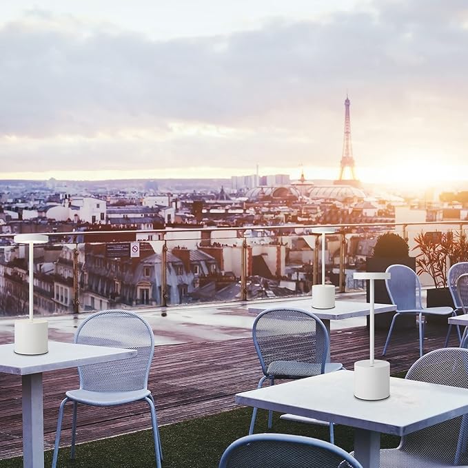 LED Cordless Table Lamp Rechargeable,5000mAh Battery Operated TableLamp,3 Color Stepless Dimming Portable Metal Indoor and Outdoor Table Light,for Home/Patio/Restaurant/Dining Table.(White)