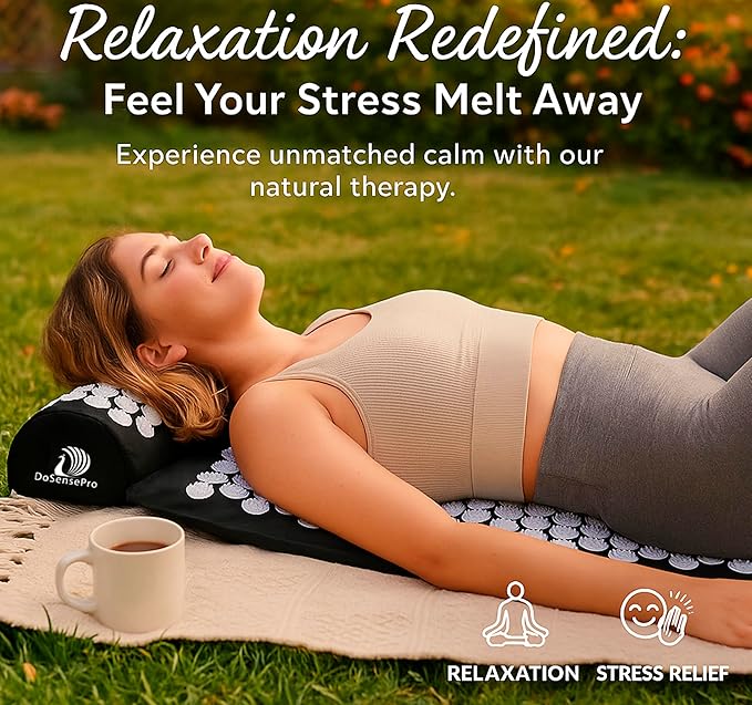 Acupressure Mat & Pillow Set - Acupressure Therapy for Back and Neck Pain Relief, Sciatica, and Pressure Point Aches Ideal Acupuncture Mat for Sleeping Aid & Recovery