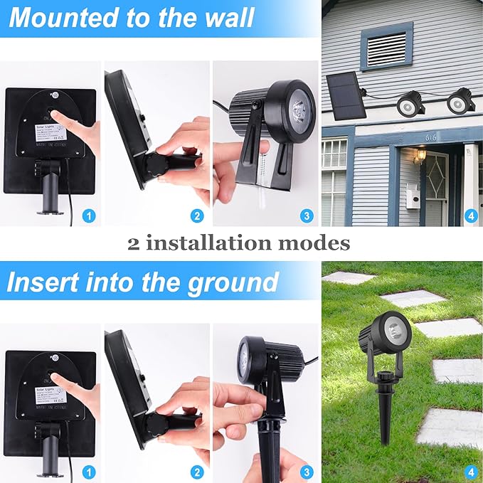 Halloween Solar Spot Lights Outdoor, Solar Color Changing RGB Landscape Lighting Waterproof Auto ON/Off Adjustable Garden Lights for Yard, Garden, Driveway, Pool, Lawn (6-in-1)