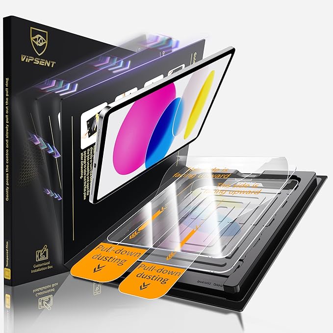 2-Pack Glass Screen Protector for iPad Pro 11-in.(4th 3rd 2nd 1st Gen)& iPad Air 10.9-in. (5th 4th Gen) Military Shatterproof, 9H+ Hardness, Auto-Alignment Frame, Anti-Fingerprint, HD Clear, Scratch Resistant