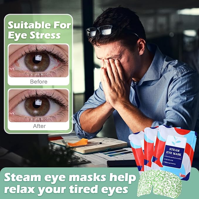 50 Packs Steam Eye Mask for Dry Eyes Spa Warm Sleep Mask Self Heating Disposable Eye Masks for Home Office Travel Eyestrain Relieve(Unscented)