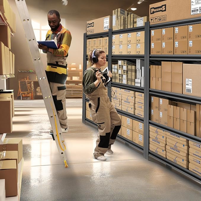 47.2" W Garage Shelving Heavy Duty Storage Shelves 5 Tier Adjustable Heavy Duty Shelving 4000LBS Metal Shelves for Garage Storage Rack Utility Rack Industrial Shelf 72" H x 47.2" W x 23.6" D