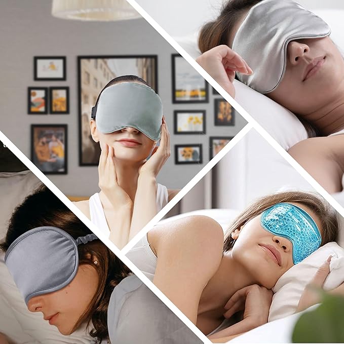 Eye Mask Set of 3 - Heated Eye Mask with Weighted Moist Warm Compress for Dry Eyes & Migraine - Cooling Eye Mask with Cold Compress for Irritated Eyes, Dry Eyes, Blepharitis, and Styes