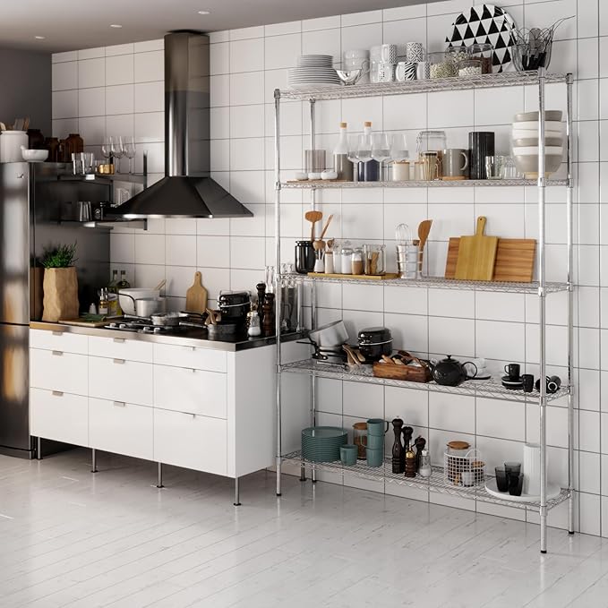 14" Deep x 60" Wide x 86" Height Wire Shelving Kit | 5-Tier | NSF Commercial Storage Rack Unit