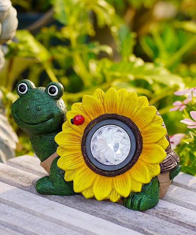 Solar Turtle Sunflower Light Garden Decor, Outdoor Statue Ornaments for Home Yard Lawn,Unique Gifts for Women Grandma Mom