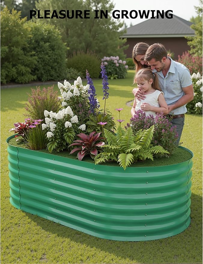 2 Pcs Raised Garden Beds Outdoor 6x3x2 ft - Galvanized Steel Planter Box for Vegetables, Flowers, Rust-Resistant Garden Box, Easy Assembly Raised Beds, Durable Planters for Outdoor Plants, Green