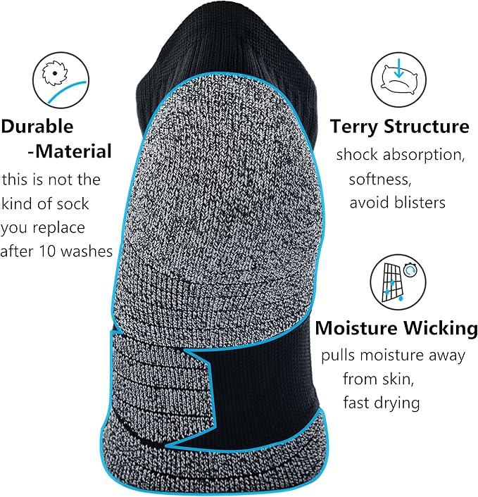 CWVLC Unisex Cushioned Compression Athletic Ankle Socks Multipack