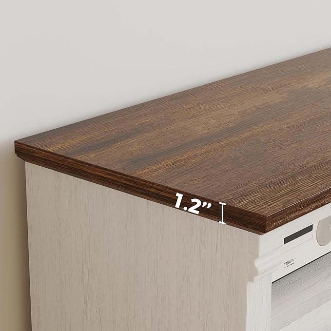 IRONCK Farmhouse TV Stand for 75+ Inch TV, 70" Entertainment Center with Storage Cabinets and Sliding Barn Door, Media Console for Living Room, White