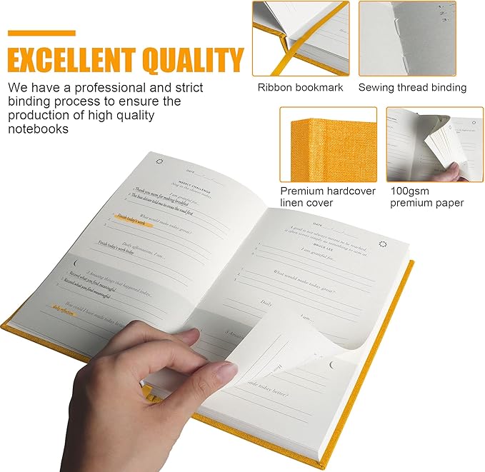 Gratitude Journal Daily Affirmations with Simple Guided Format-Undated Life Planner, Daily Planner, for You More Happiness, Positivity, Affirmation, Mindfulness&Self Care(Yellow)