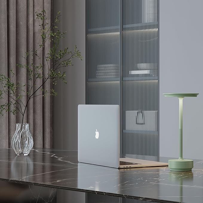 2 Pack Cordless Table Lamps, Portable Rechargeable LED Battery Powered Touch Metal Table Light, 3 Color Stepless Dimming Modern Table Lamp, for Bedroom/Home/Restaurant/Outdoor.(Green)