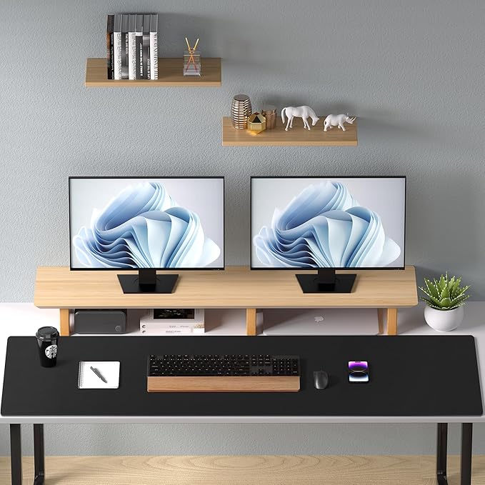 Aothia Leather Desk Pad Protector, Mouse Pad, Office Desk Mat, Non-Slip PU Leather Desk Blotter, Laptop Desk Pad, Waterproof Desk Writing Pad for Office and Home (48"x17", Black)