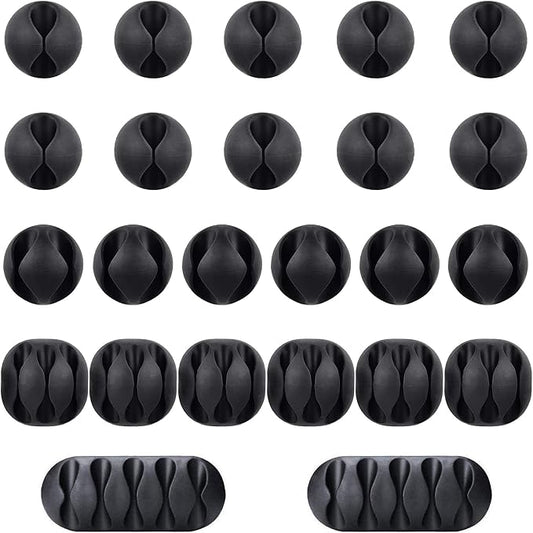 BEADNOVA Cable Clips Cord Organizer Cable Management Wire Cord Holder 24 Pcs Adhesive Wire Holder for Car Charging Accessory PC Office (Black,1 Slots, 2 Slots, 3 Slots,5 Slots)